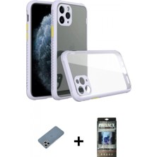 İlk El Grup Ieg™ iPhone 11 Pro Max Nova Asil Özel Seri - Siyah 34D Hayalet Izgaralı Cam + Gümüş Shine Kamera Lens Koruma Cam