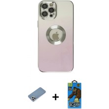 İlk El Grup Ieg™ iPhone 12 Pro Max Kutup Yansıma Özel Seri - Siyah 18D Cam Ekran Koruyucu + Gümüş Shine Kamera Lens Koruma Cam