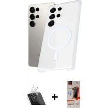 İlk El Grup Ieg™ Galaxy S23 Ultra Kutup Minimal - Siyah Autokit 5in1 Fiber Hayalet Cam Ekran Koruyucu + Şeffaf Kamera Lens Koruma Cam