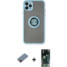 İlk El Grup Ieg™ iPhone 11 Pro Yörünge Çizgi - Şeffaf 360 Full Body Arka Koruyucu + Kırmızı Metal Kamera Lens Koruma Cam