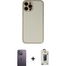 İlk El Grup Ieg™ iPhone 12 Pro Max Yadigar Klasik - Siyah Bilvis Hayalet Cam Ekran Koruyucu + Beyaz Neon Fosforlu Kamera Lens