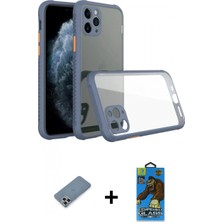 İlk El Grup Ieg™ iPhone 11 Pro Max Nova Asil Özel Seri - Siyah 18D Cam Ekran Koruyucu + Gümüş Metal Kamera Lens Koruma Cam