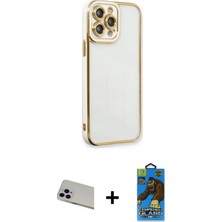 İlk El Grup Ieg™ iPhone 13 Pro Max Çekirdek Klasik Serisi - Siyah 18D Cam Ekran Koruyucu + Mor Rainbow Kamera Lens Koruma Cam