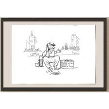 Karikatural Yosef Fayer 33X23CM Orijinal Karikatür BOD04614