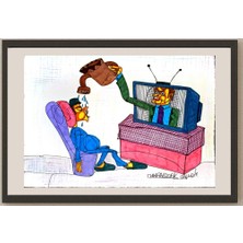 Karikatural Omay Seddek Mostafa 29X21CM Orijinal Karikatür BOD05205