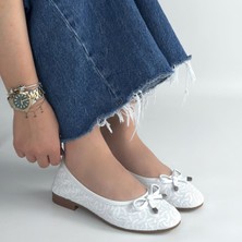 SEPET365 Jnues Beyaz Deri Babet Ayakkabı