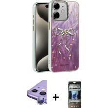 İlk El Grup Ieg™ iPhone 11 Zirve Modern Prime - Siyah 34D Hayalet Izgaralı Cam + Mor Raze Metal Kamera Lens