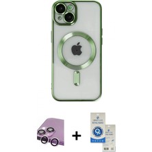 İlk El Grup Ieg™ iPhone 14 Nova Işık Özel Seri - Şeffaf Royal Nano Ekran Koruyucu + Mor Raze Metal Kamera Lens