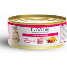 Lavital Ördekli, Kızılcık ve Kadife Çiçekli Yetişkin Kedi Konservesi 85GR x 12 Adet