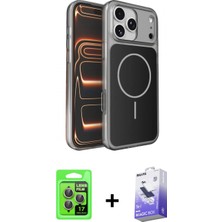 İlk El Grup Ieg™ iPhone 17 Pro Kutup Doku Serisi - Siyah Bilvis 5in1 5d Magic Hayalet Cam Ekran Koruyucu + Gri Raze Metal Kamera Lens