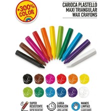 Carioca Plastello Maxi Kalın Üçgen Pastel Boya 12'li Set - Elleri Kirletmez, Kırılmaya Dirençli