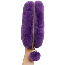 Myworldorganization Yumuşak Dokulu Peluş Makyaj Çantası, Pon Pon Detaylı – Şık ve Kullanışlı Tasarım, Tek Bölme Geniş Hacimli,  - 15*23CM -