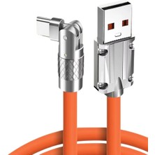 Zilevo 180° Dönebilen Type-C Hızlı Şarj Kablosu, 120W 6A, Tpe Sıvı Silikon Gövde, Çinko Alaşım Başlık