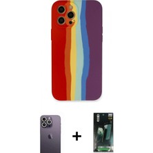 İlk El Grup Ieg™ iPhone 12 Pro Yadigar Çizgi - Şeffaf 360 Full Body Arka Koruyucu + Beyaz Neon Fosforlu Kamera Lens