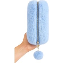 Myworldorganization Yumuşak Dokulu Peluş Makyaj Çantası, Pon Pon Detaylı – Şık ve Kullanışlı Tasarım, Tek Bölme Geniş Hacimli,  - 15*23CM -