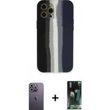 İlk El Grup Ieg™ iPhone 12 Pro Yadigar Çizgi - Şeffaf 360 Full Body Arka Koruyucu + Beyaz Neon Fosforlu Kamera Lens