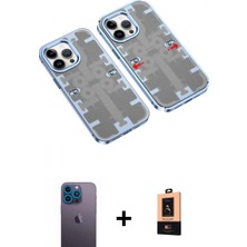 İlk El Grup Ieg™ iPhone 13 Pro Max Ufuk Doku Prime - Şeffaf Maxco Cam Ekran Koruyucu + Mavi Neon Fosforlu Kamera Lens