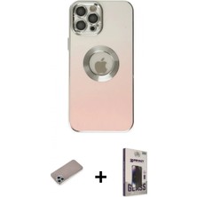 İlk El Grup Ieg™ iPhone 12 Pro Max Kutup Yansıma Özel Seri - Siyah Bilvis Hayalet Cam Ekran Koruyucu + Sierra Blue Shine Kamera Lens Koruma Cam