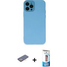 İlk El Grup Ieg™ iPhone 12 Pro Max Çekirdek Modern Serisi - Siyah 5d Eko Cam Ekran Koruyucu + Sarı Renkli Kamera Lens Koruma Cam