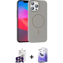 İlk El Grup Ieg™ iPhone 16 Pro Max Siluet Doku Özel Seri - Siyah Bilvis 5in1 5d Magic Hayalet Cam Ekran Koruyucu + Gümüş Bilvis Titan Kamera Lens
