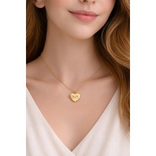 Atalya Accessory Kalp ve Sonsuzluk Zirkon Taşlı Kadın Çelik Kolye - Kararmaz