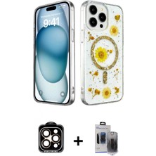 İlk El Grup Ieg™ iPhone 15 Pro Max Kozmos Doku - Siyah Vanessa Magic Hayalet Cam + Turuncu Pvd Metal Kamera Lens