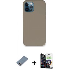 İlk El Grup Ieg™ iPhone 12 Pro Max Zirve Modern Özel Seri - Şeffaf Temperli Cam Ekran Koruyucu + Gümüş Metal Kamera Lens Koruma Cam