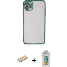 İlk El Grup Ieg™ iPhone 11 Pro Vadi Minimal - Siyah Polymer Nano Ekran Koruyucu + Yeşil Renkli Kamera Lens Koruma Cam