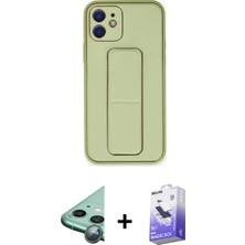 İlk El Grup Ieg™ iPhone 12 Akış Doku - Siyah Bilvis 5in1 5d Magic Hayalet Cam Ekran Koruyucu + Yeşil Raze Metal Kamera Lens