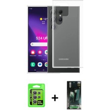 İlk El Grup Ieg™ Galaxy S24 Ultra Zirve Doku - Şeffaf 360 Full Body Arka Koruyucu + Mor Raze Metal Kamera Lens