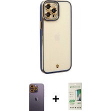 İlk El Grup Ieg™ iPhone 12 Pro Max Çekirdek Klasik Serisi - Siyah 20D Premium Cam Ekran Koruyucu + Sarı Neon Fosforlu Kamera Lens