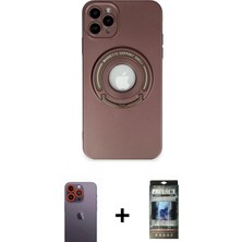 İlk El Grup Ieg™ iPhone 12 Pro Eksen Klasik Prime - Siyah 34D Hayalet Izgaralı Cam + Turuncu Neon Fosforlu Kamera Lens