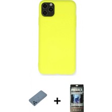 İlk El Grup Ieg™ iPhone 11 Pro Max Ahenk Serisi - Siyah 34D Hayalet Izgaralı Cam + Mavi Shine Kamera Lens Koruma Cam