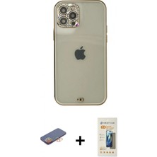 İlk El Grup Ieg™ iPhone 12 Pro Max Eksen Minimal Koleksiyonu - Siyah 6d Mat Seramik Hayalet Nano Ekran Koruyucu + Turuncu Renkli Kamera Lens Koruma Cam