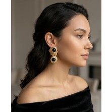 Siyah Taşlı Vintage Küpe
