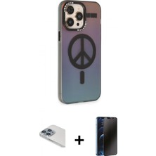 İlk El Grup Ieg™ iPhone 13 Pro Max Siluet Modern Koleksiyonu - Siyah 3D Antistatik Hayalet Cam Ekran Koruyucu + Sierra Blue Pers Alüminyum Kamera Lens