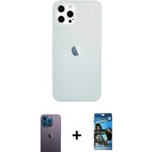 İlk El Grup Ieg™ iPhone 12 Pro Max Nova Çizgi - Siyah 34D Izgaralı Cam + Mavi Neon Fosforlu Kamera Lens