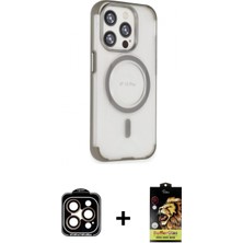 İlk El Grup Ieg™ iPhone 15 Pro Max Eksen Klasik Koleksiyonu - Siyah Buffer Cam Ekran Koruyucu + Turuncu Pvd Metal Kamera Lens