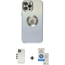 İlk El Grup Ieg™ iPhone 12 Pro Max Kutup Yansıma Özel Seri - Şeffaf Royal Nano Ekran Koruyucu + Gold Shine Kamera Lens