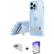 İlk El Grup Ieg™ iPhone 13 Pro Max Yadigar Yansıma - Siyah Bilvis 5in1 3D Magic Cam Ekran Koruyucu + Sierra Blue Pers Alüminyum Kamera Lens