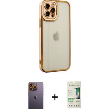 İlk El Grup Ieg™ iPhone 12 Pro Max Çekirdek Klasik Serisi - Siyah 20D Premium Cam Ekran Koruyucu + Sarı Neon Fosforlu Kamera Lens