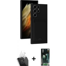 İlk El Grup Ieg™ Galaxy S24 Ultra Vadi Çizgi Prime - Siyah 360 Mat Full Body Arka Koruyucu + Şeffaf Kamera Lens Koruma Cam