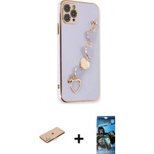 İlk El Grup Ieg™ iPhone 11 Pro Max Nova Işık Prime - Siyah 34D Izgaralı Cam + Turuncu Renkli Kamera Lens Koruma Cam