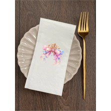 Hediyenza Romantik Kurdele Fiyonk Baskılı Sunum Peçetesi Romantic Bow Napkins 0013 20 Adet