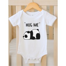 Hediyenza Hug Me Sevimli Panda Unisex Baskılı Bebek Body Zıbın