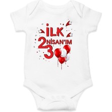 Hediyenza Ilk 23 Nisan’ım Kırmızı Beyaz Baskılı Unisex Bebek Body & Zıbın 2 Yaş