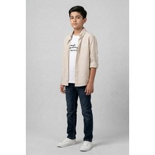 Zubi Baby & Kids Wear Bukem Keten Soluk Bej Cepsiz Gömlek Tşört Takım (11-16 Yaş)