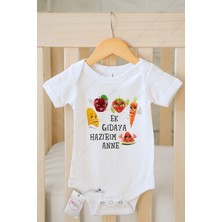 Hediyenza Ek Gıdaya Hazırım Anne Baskılı Bebek Body & Zıbın