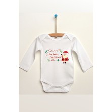 Hediyenza Dear Santa Noel Baba Baskılı Uzun Kollu Bebek Body & Zıbın