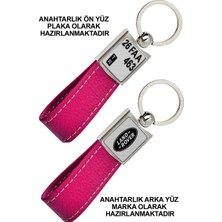 Promosyon Denizi Ön Yüz Landrover  Logolu Arka Yüz Plakanıza Özel Pembe Anahtarlık
